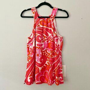 Skirtin' Around Pink & Orange Paisley Silk Tank Top | Size 10 | NWOT**​